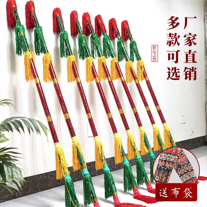 红色金钱棍打钱杆连响花棍莲湘棒铜舞蹈耐用成人老年连厢棒广场舞