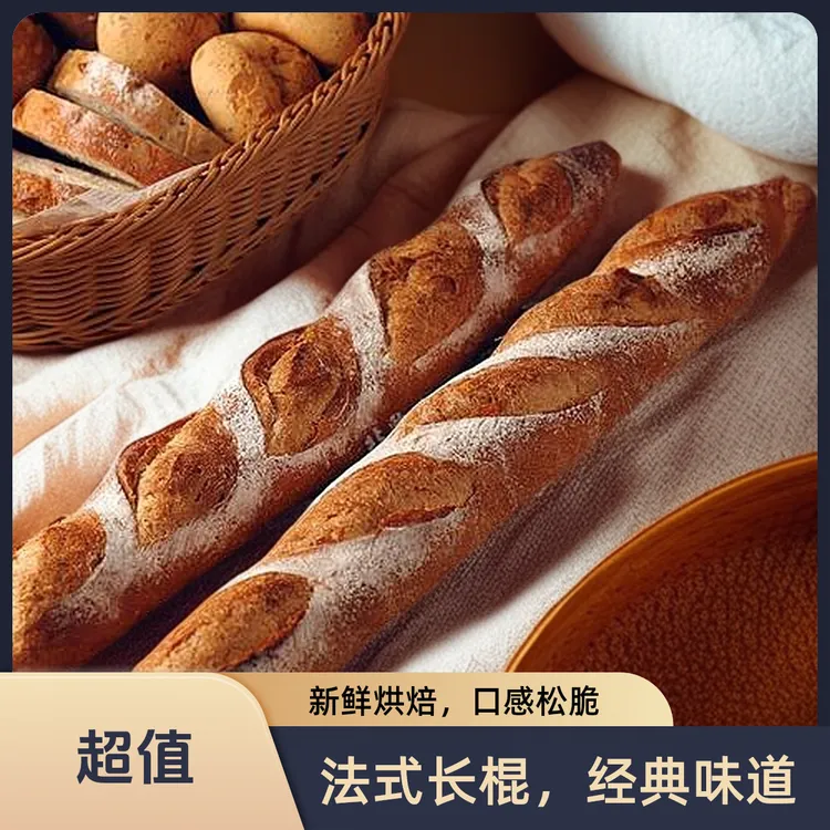 【现做现发】原味蒜香法棍面包营养早餐法式面包烘烤无糖精糕点零食