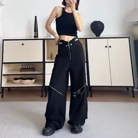 镂空西装裤女宽松直筒休闲裤