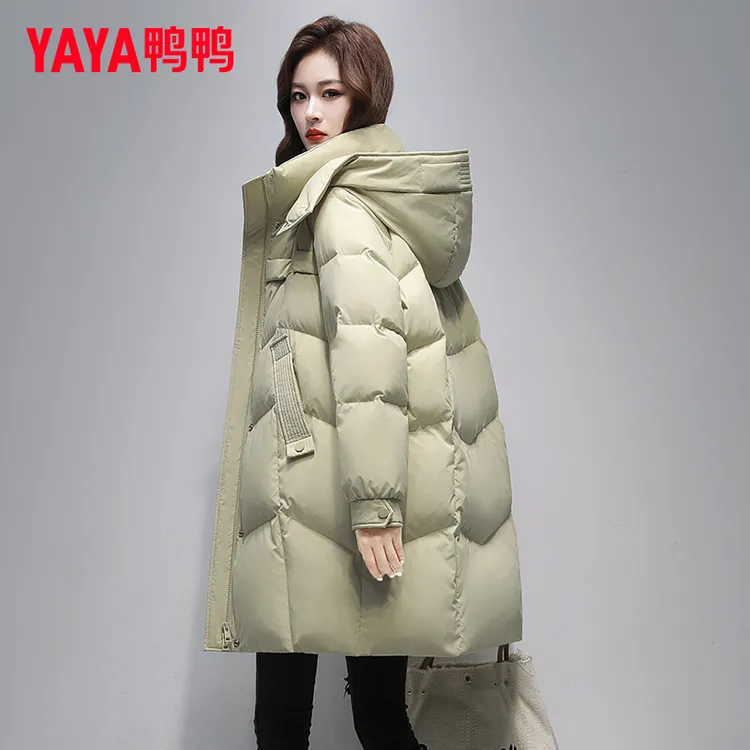 鸭鸭高端羽绒服女中长款2025新款冬季品牌韩版时尚面包服宽松外套