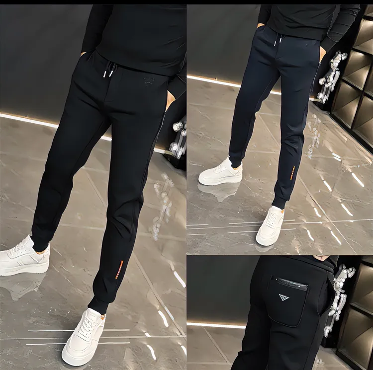 秋冬轻奢欧货修身弹力时尚休闲卫裤修身休闲裤百搭休闲卫裤男生