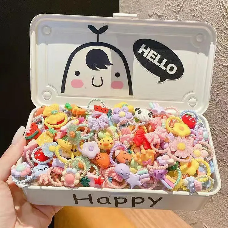 可爱橡皮筋女童扎头卡通拇指发圈儿童宝宝不伤发小号头绳发绳头饰