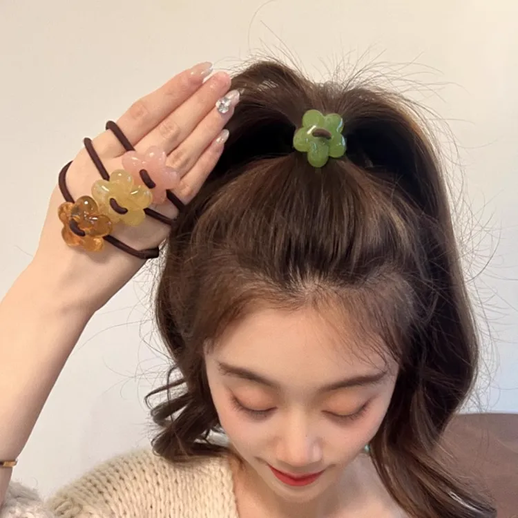 韩国少女百搭花朵发绳甜美可爱简约气质头绳扎头高级感发圈橡皮筋