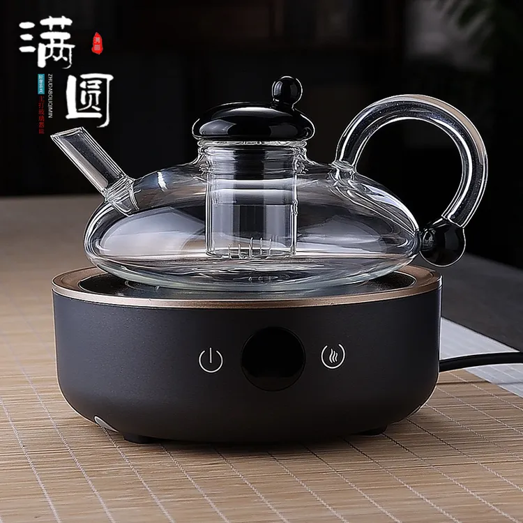 欧式轻奢财鼠耐热高温透明玻璃茶水分离茶壶电陶炉蒸煮一体泡茶壶