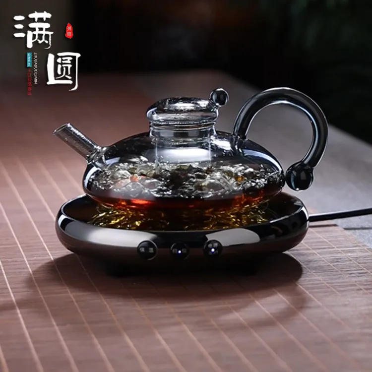 轻奢创意财鼠耐热烟灰色纯手工玻璃煮水茶壶茶具电陶炉蒸煮泡茶壶
