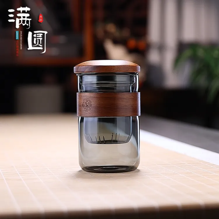 轻奢耐热高档玻璃南山先生泡茶杯创意办公带盖绿茶杯子茶水杯茶具