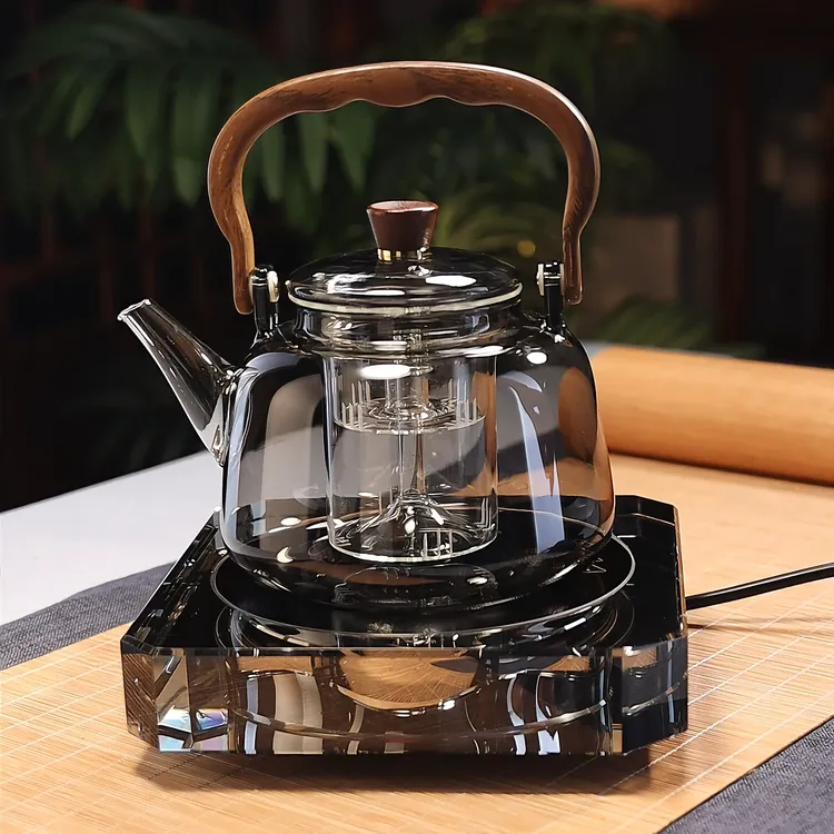 耐热玻璃茶壶木把提梁壶蒸煮一体轻奢高档电陶炉煮茶器围炉煮茶