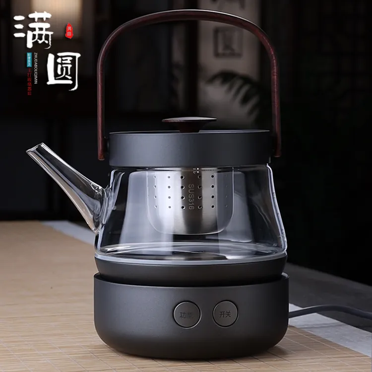 轻奢耐热电子煮茶套壶蒸煮一体煮水茶具套装大容量玻璃提梁式茶壶