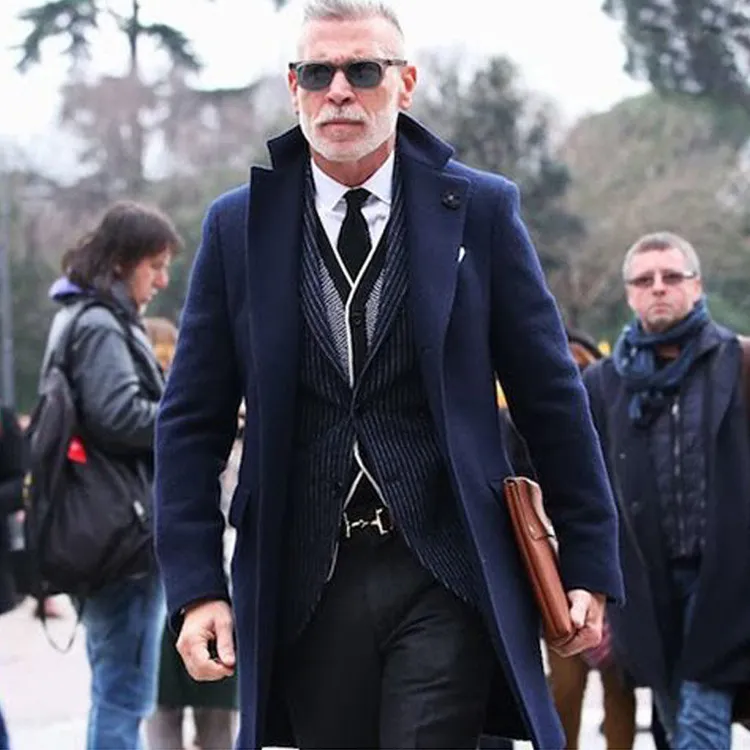 男士呢子大衣明星同款外套2025冬季新款修身长款加厚毛呢风衣