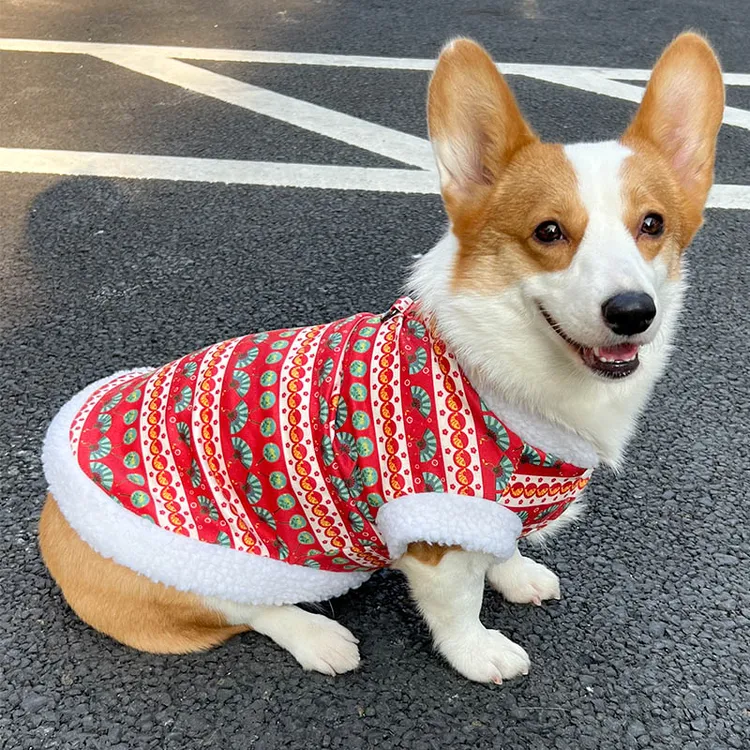 狗狗秋冬衣服中国风发财背心可牵引加绒保暖秋装猫咪柯基泰迪过年