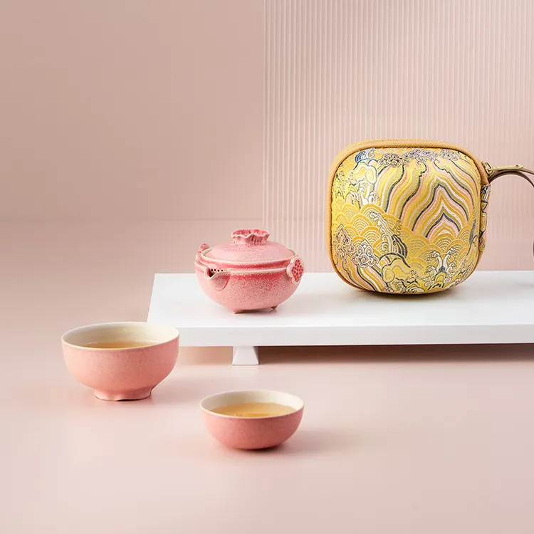 【万仟堂】多子多福 1壶2杯茶具套装轻奢高档礼品结婚庆礼盒礼袋