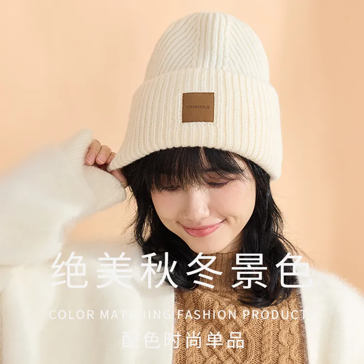 澄湖螺冬季保暖帽子针织时尚百搭加绒绝美加厚防寒纯羊毛毛线帽