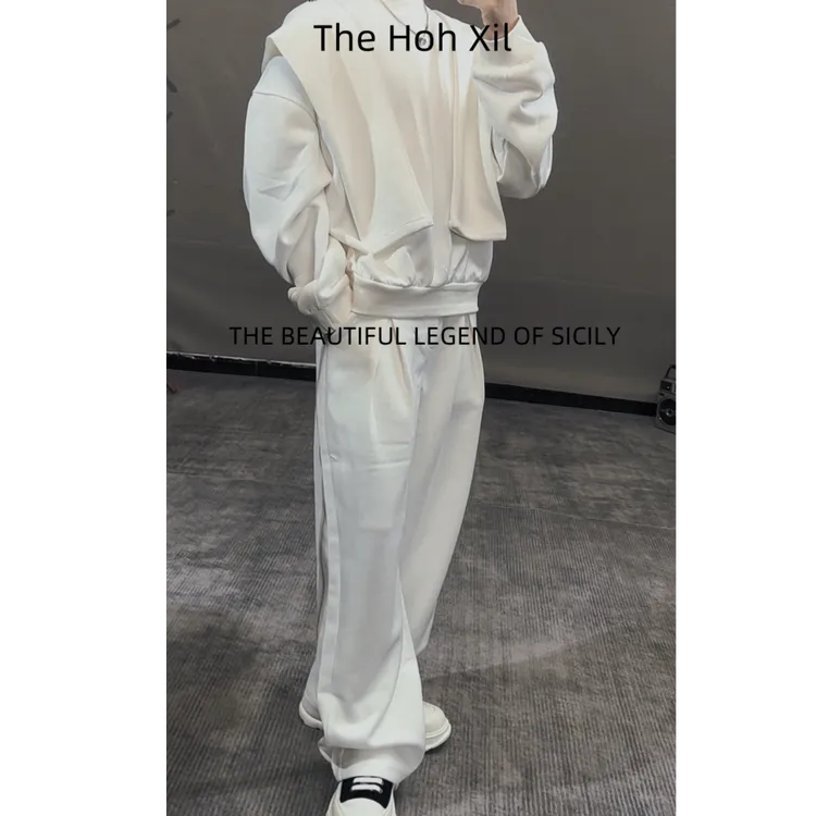 2024新款秋装美式运动可拆卸连帽套装卫衣原创自主巴黎风格一整套