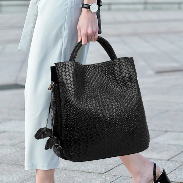 中老年妈妈女包百搭真皮编织托特包大容量手提包高档休闲时尚质感