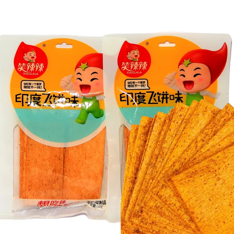笑辣辣印度飞饼味辣条素牛筋香辣干片80后怀旧零食面筋麻辣干包邮