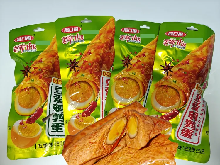 冠口福鹌鹑蛋手撕素肉独立包装香辣五香味豆干休闲食品解馋小零食