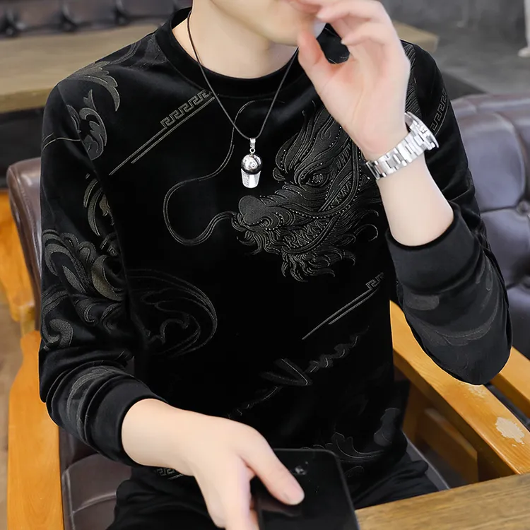 春秋休闲卫衣套头打底衫男士潮流秋季男上衣圆领秋冬时尚印花长袖