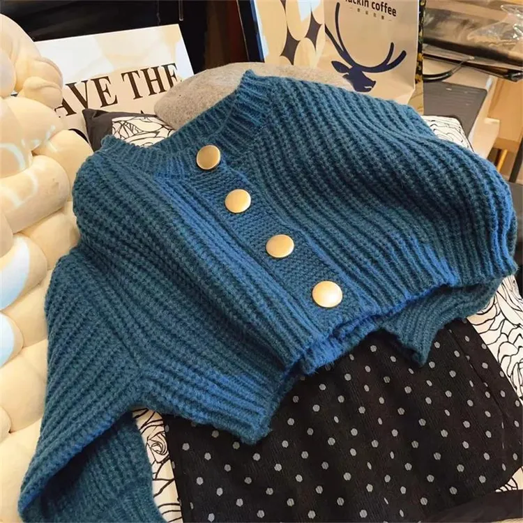 2024春秋季洋气新款复古灯笼毛衣外套女宝宝韩版短裙两件套潮