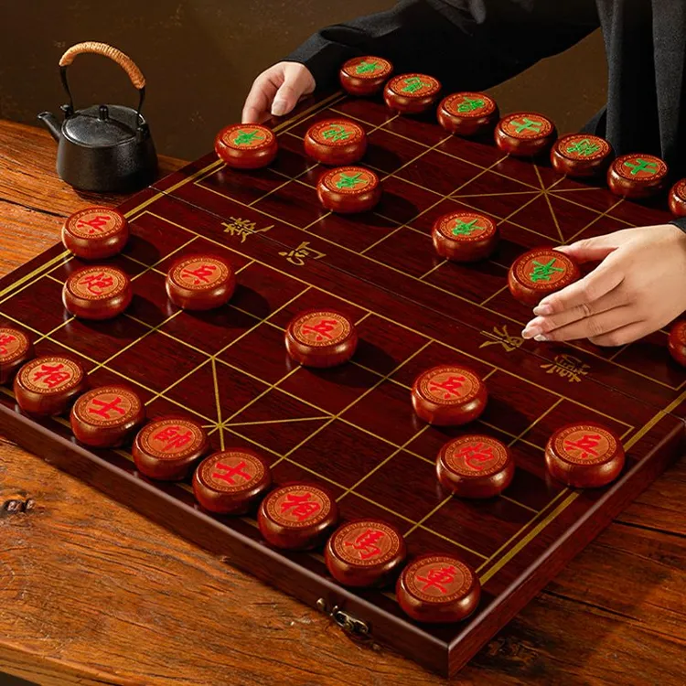文牛象棋中国象棋儿童实木带木质棋盘学生成人大号便携式红木棋子
