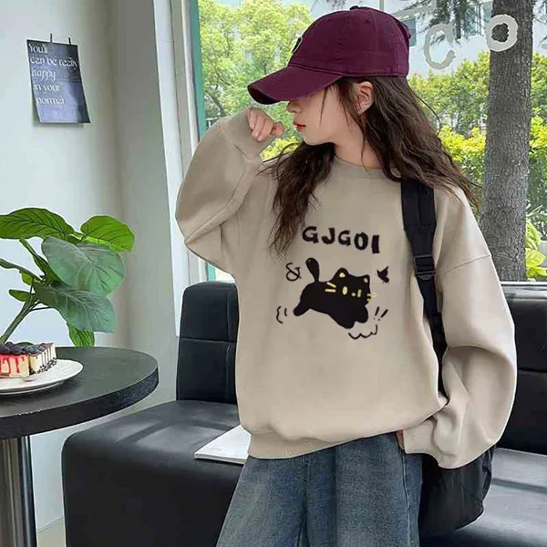 女童秋装卫衣2025新款洋气儿童时髦秋季大童休闲圆领字母长袖上衣