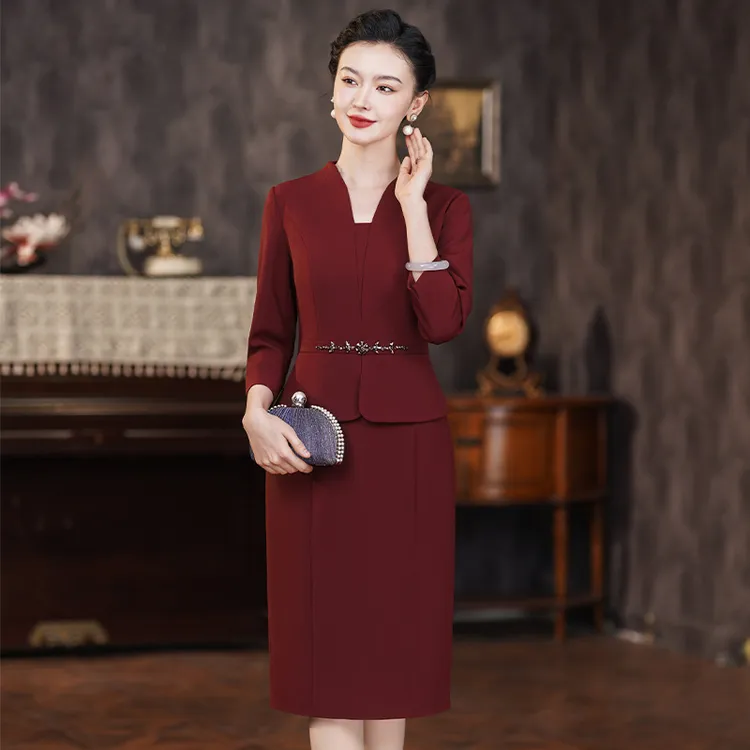 2025春夏新款喜婆婆改良连衣裙妈妈婚宴高端大气婚宴D87婚宴礼服