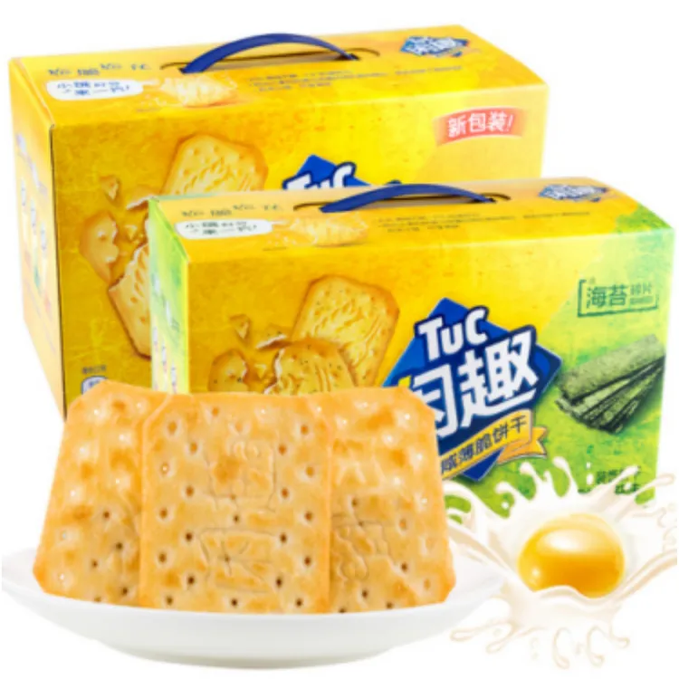 闲趣饼干礼盒装大箱咸味零食自然清咸海苔味薄脆饼干松脆解馋零食