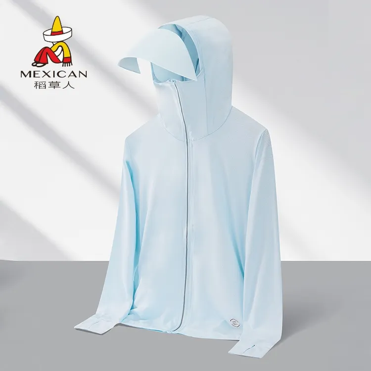 稻草人防紫外线防晒衣夏季防紫外线透气情侣运动户外连帽钓鱼服