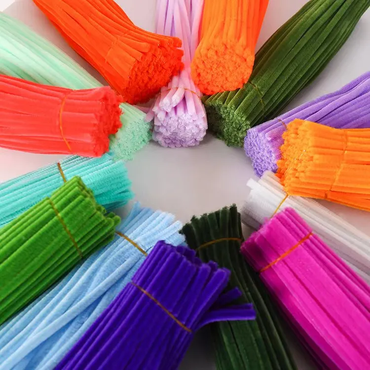 扭扭棒手工花朵马卡龙色毛根儿童手工制作材料加密绒DIY花束