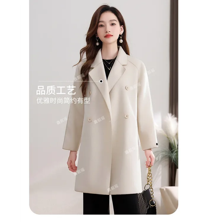 冬季新款正品双面绒大衣女中长款小个子百搭显瘦2226
