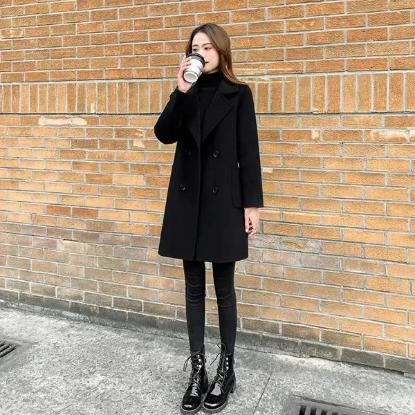 【老板娘专属】冬季双面呢大衣女小个子韩版中长款百搭宽松外套2309