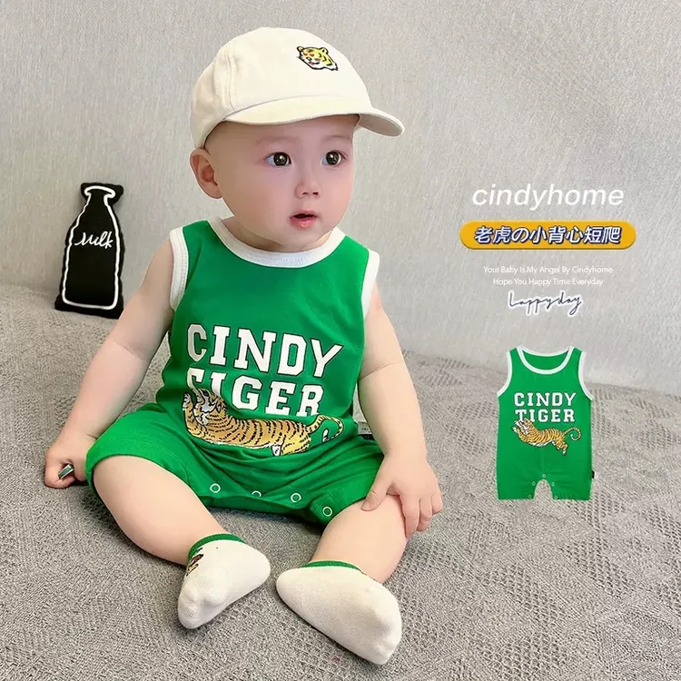 【八十八】婴儿连体衣宽肩卡通无袖连体爬服