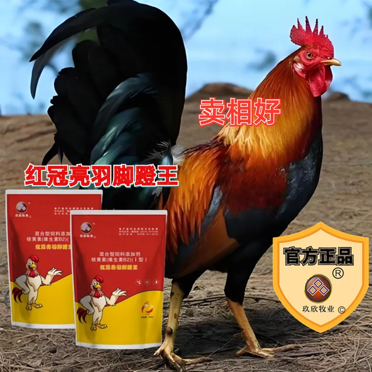 玖欣牧业红冠亮羽脚蹬王长鸡冠长脚蹬防啄羽啄肛家禽鸡饲料添加剂