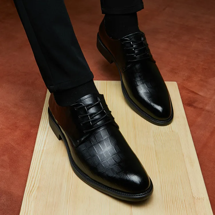 皮鞋男款真皮商务正装2024爆款男士休闲潮黑色内增高新郎结婚男鞋