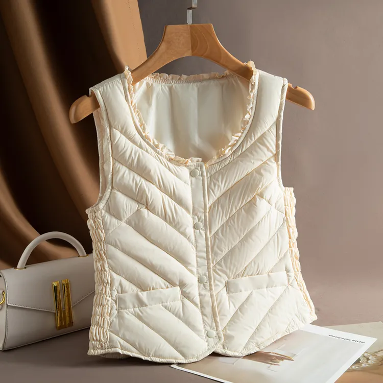 显瘦新款秋冬羽丝绒马甲女款轻薄保暖贴身背心修身马夹内穿坎肩