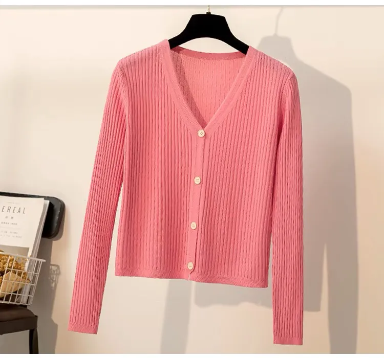 薄款夏季外搭开衫冰丝防晒女短针织衫空调衫少女糖果色系百搭