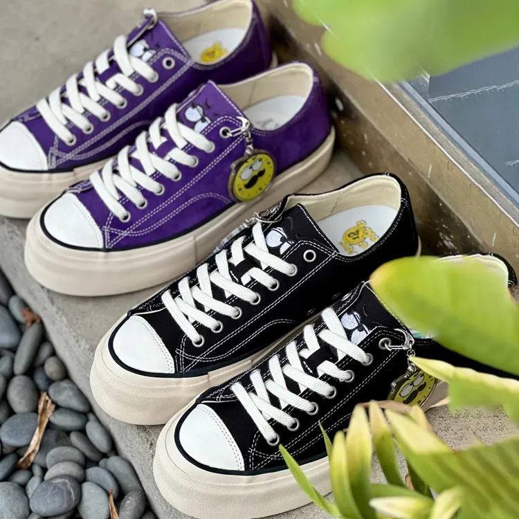 LYXYxOTT联名硫化底情侣系带厚底ro美式卧推紫色低帮帆布鞋推荐