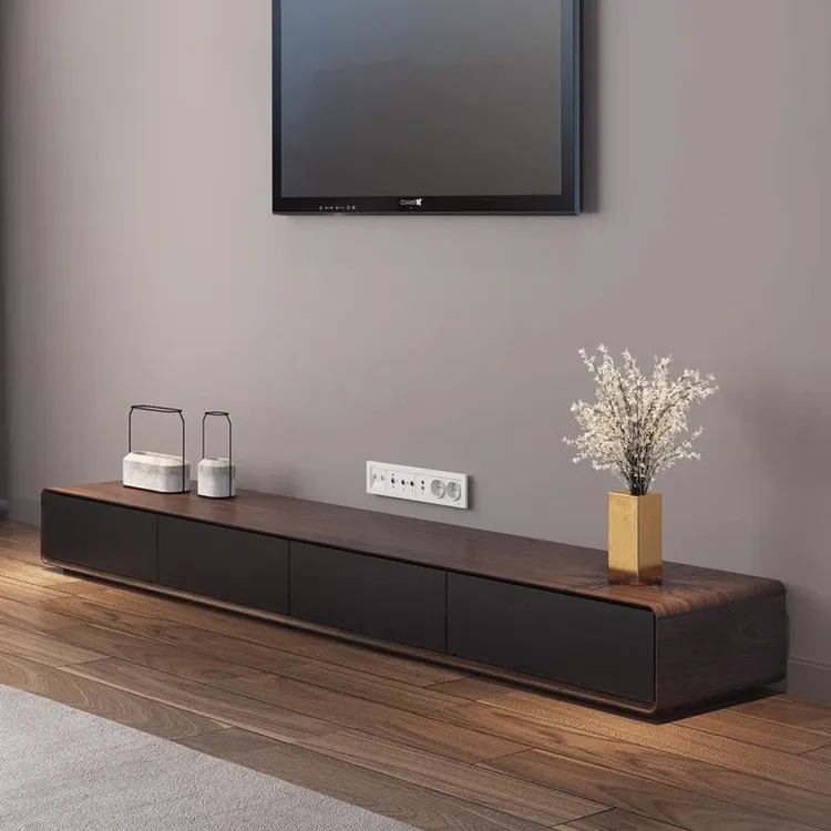 现代简约电视柜茶北欧大小户型家用客厅极简落地电视机柜 胡桃色