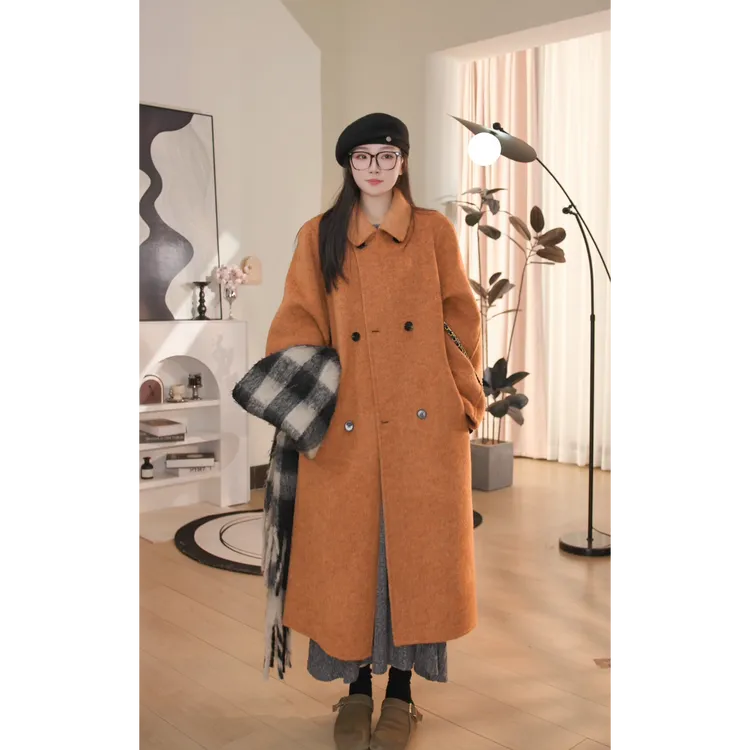 【小林学姐】秋冬百搭韩版宽松大衣双面羊毛中长款高端定制气质轻奢