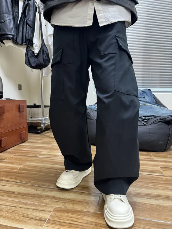 F058日系复古阔腿工装裤男秋冬百搭美式休闲裤长裤潮