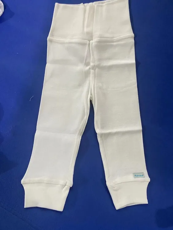 罗纹高腰棉纯色长裤