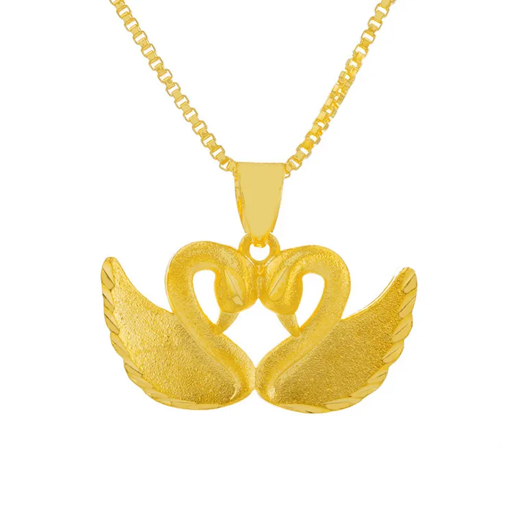 钛钢吊坠 33新品女款双天鹅吊坠 项链工厂直销