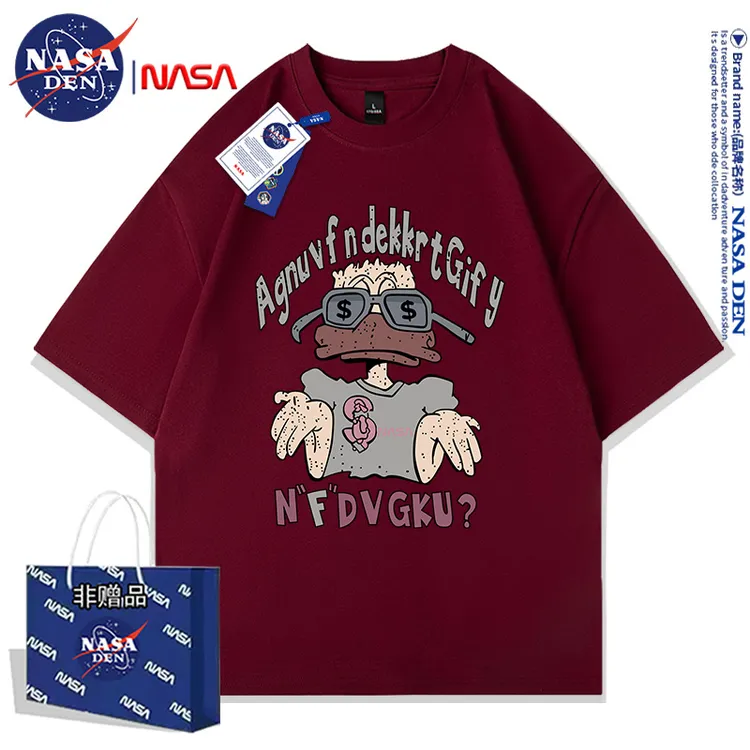 NASA联名美式复古印花重磅纯棉短袖t恤宽松百搭上衣中性风打底衫