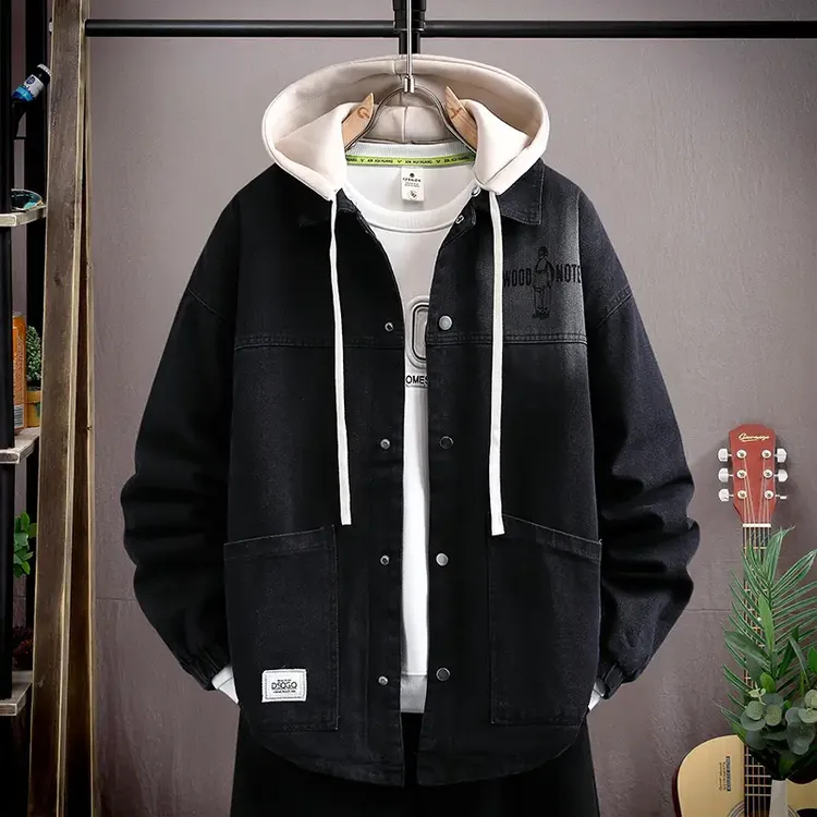 青少年男生男士学生休闲牛仔夹克秋冬外套男秋装舒适潮流百搭外套