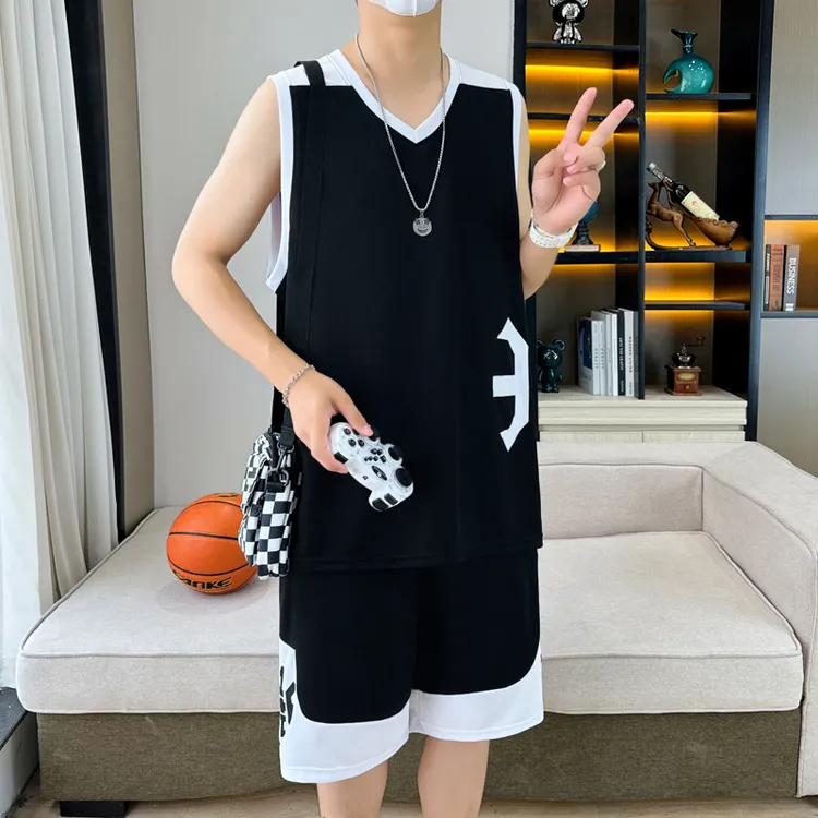 冰丝运动套装男速干篮球服男童青少年学生大码男生男士跑步训练服