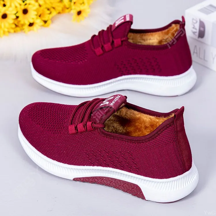 冬季新款加绒保暖妈妈鞋棉鞋女士二棉鞋软底防滑老北京棉鞋平底靴