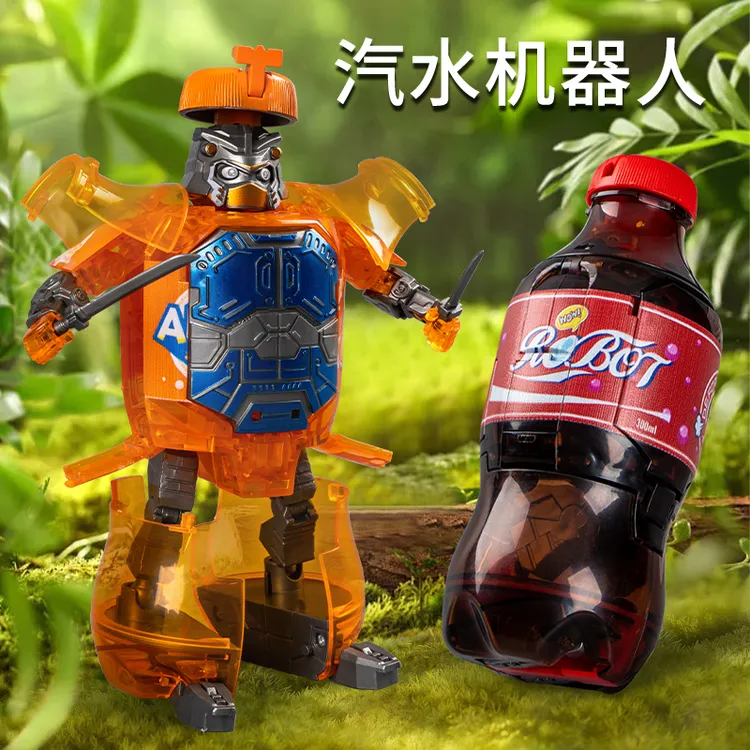 汽水武士儿童变形玩具机器人可乐饮料易拉罐男孩益智模型金刚礼物