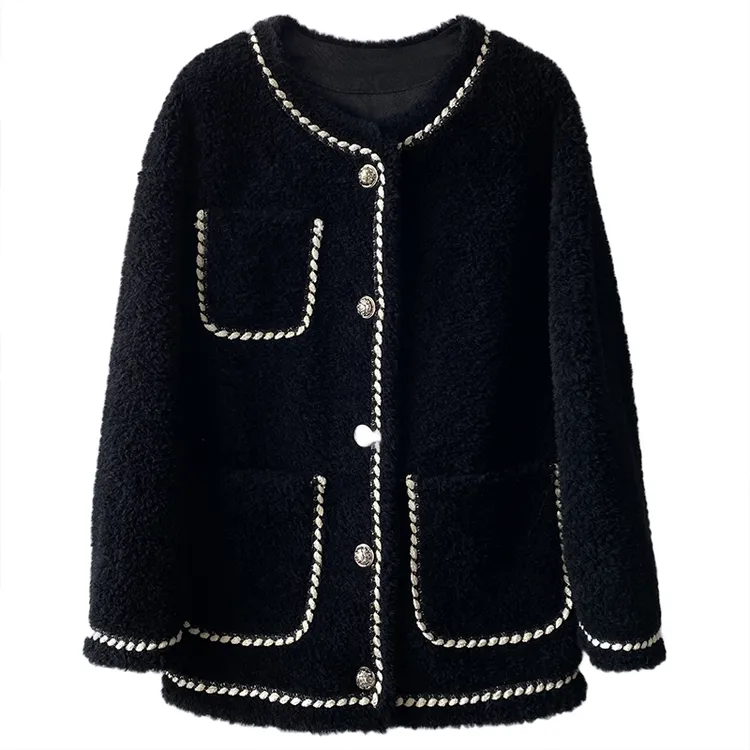 别格秀大码女装220斤可穿小香风开衫短外套羊毛上衣黑色气质秋冬