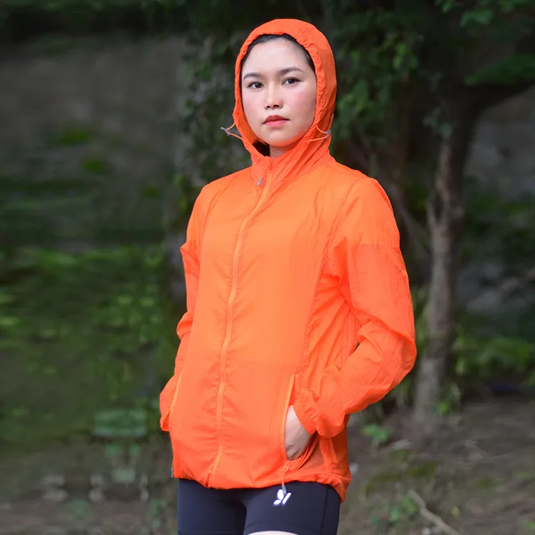 野橘子户外防风女款皮肤衣防晒速干银离子防紫外线跑步外套连帽