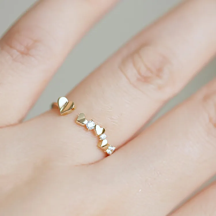 合金戒指 小众设计爱心折叠高级感可调节戒指简约百搭指环时尚ins