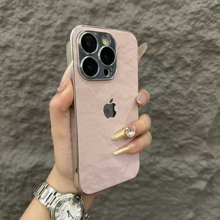 绒布款电镀边适用苹果17promax手机壳高级感iPhone15带镜头膜13硬